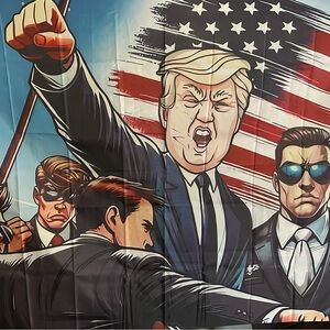 Trump Large Comic Style Patriotic Tapestry